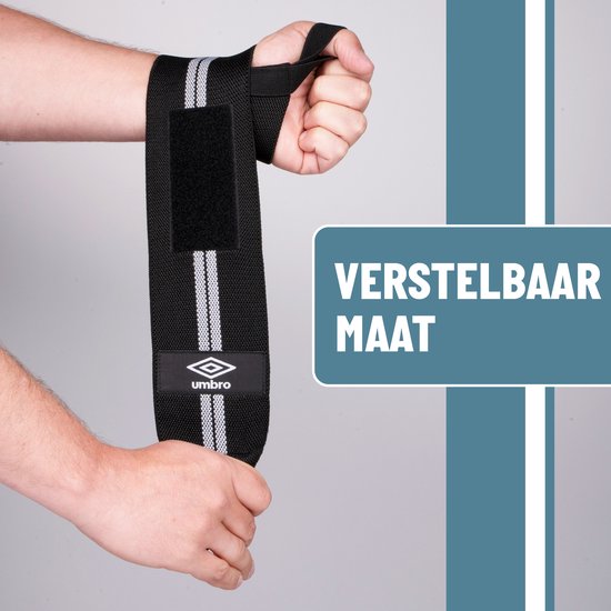 Umbro Polsbanden - 2 Stuks - Voor Fitness, Crossfit en Krachttraining - Wit/Zwart