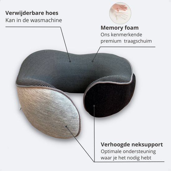 Nekkussen vliegtuig / auto - reiskussen - premium traagschuim - ergonomisch nekkussen - travel pillow - memmory foam