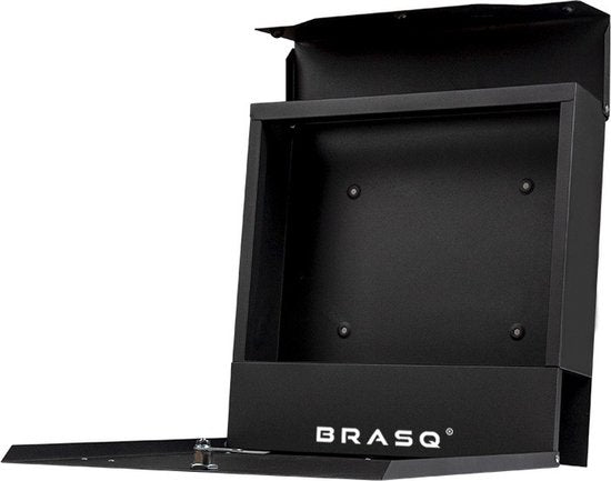 BRASQ Brievenbus Premium Zwart - Wandbrievenbus - Incl. Montagemateriaal & 2 Sleutels - met Krantenvak en Slot - RVS