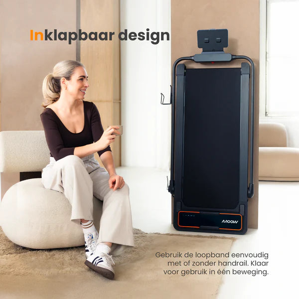 Moovv SmartStep Pro v3 Incline - Loopband Inklapbaar - Walking Pad met 10% Hellingfunctie – Opvouwbare Wandelband - Treadmill 1-12 km/u – Incl. Accessoires