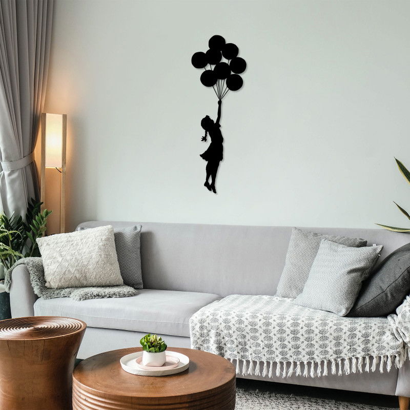 Wallity Wall Deco Banksy Muurdecoratie - Metaal - 34 x 100 CM - Zwart