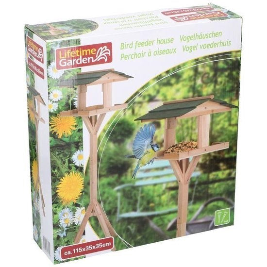 Lifetime Garden - Vogelhuisje op Paal - 115 x 35 x 35 CM - Beschermt Vogelvoer tegen Zon en Regen - voor Tuin en Balkon