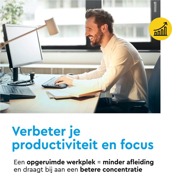 BRASQ Universele kabelgoot Zwart voor onder het bureau - Inclusief Kabel Organisers - Kabel Management - Cable Management
