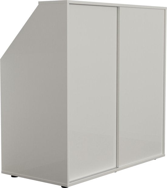 VDD - Kledingkast schuine wand zolder slaapkamer schuifdeuren - Kledingstang - Opbergkast geschikt voor schuine wanden - 100 x 100 x 50 cm - Wit