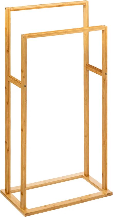 5Five Handdoeken ophang/drogen rek badkamer - bamboe hout - 42 x 24 x 82 cm - 2 leggers