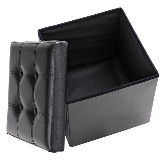 Casaria Zitbank met Opbergruimte - 38x38x38cm 40L Kunstleer – Zwart