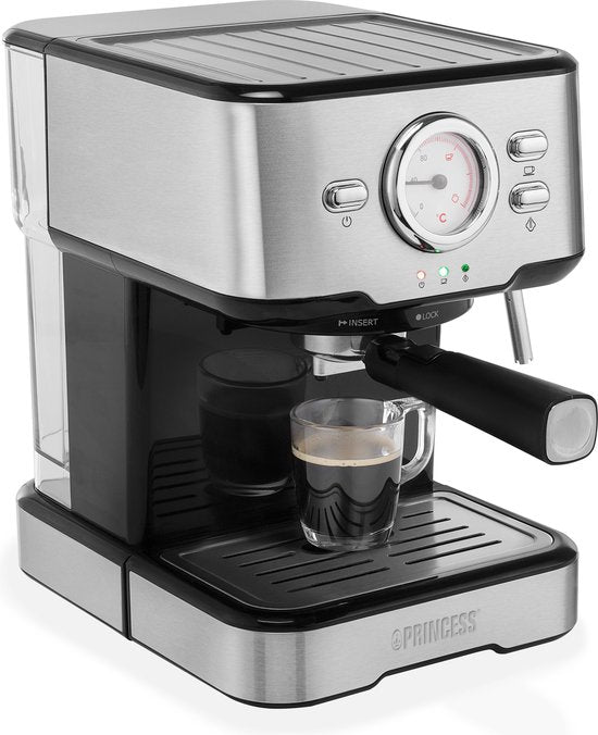 Koffiezetapparaat - Princess 249412 Espressomachines voor gemalen koffie – Met melkopschuimpijpjes voor cappucino en latte macchiato – 2 kopjes - Consumentenbond Beste Koop