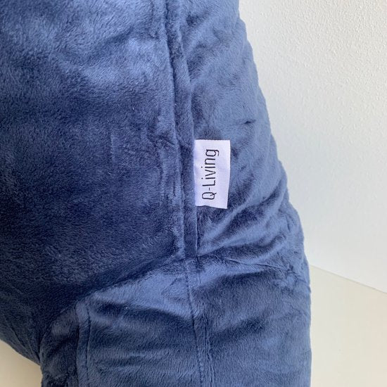 Q-Living XXL Leeskussen met Extra Nekrol - Relax Kussen - Zitkussen - Onderrug Ondersteuning - Leeskussen Voor In Bed - Blauw