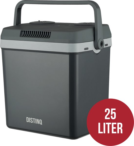 DistinQ Elektrische Koelbox voor Auto en Camping – Koelbox Elektrisch met Verwarmingsfunctie - 12v 230 Volt – 25L - Grijs