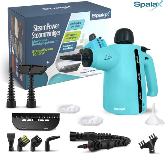 Spalax 14-in-1 Stoomreiniger - 3,5 Bar Handstomer - Vlekkenreiniger - Stoomreinigers vloer, bank, tapijt & kleding - Handstoomreiniger - Tapijtreiniger - 1050W - 350 ML