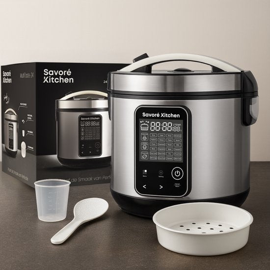 Savoré Kitchen MultiTaste Multicooker 5L met 24 kookfuncties - Multicookers - Rijstkoker - Stoomkoker - Touch Bediening