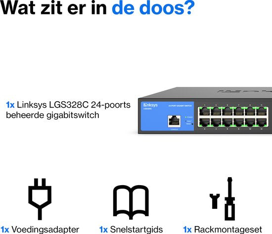 Linksys Netwerkswitch - LGS328C - Gigabit - Managed - 24 Poorten + 4 SFP+ - Zwart