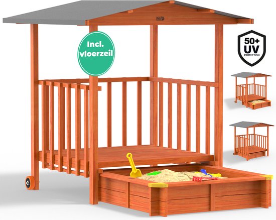 Spielwerk Zandbak - Hout Zonnedak UV 50+ Merle - 143x130x130cm