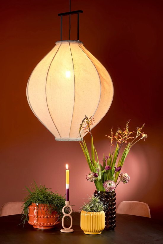 Mica Decorations Pego Hanglamp - H94 x Ø70 cm - Linnen - Off White