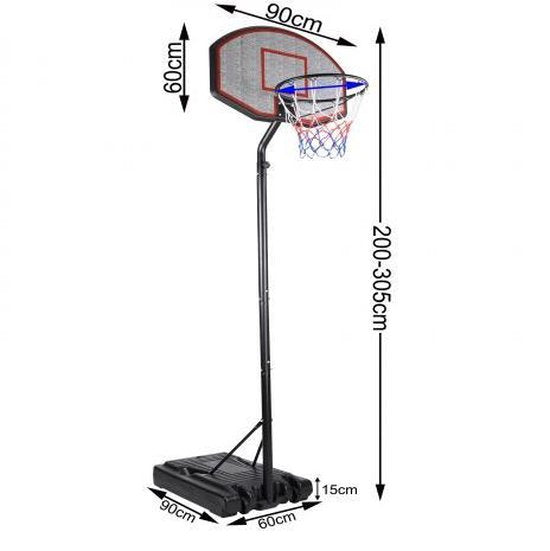 Mobiele basketbalring met verstelbare mand