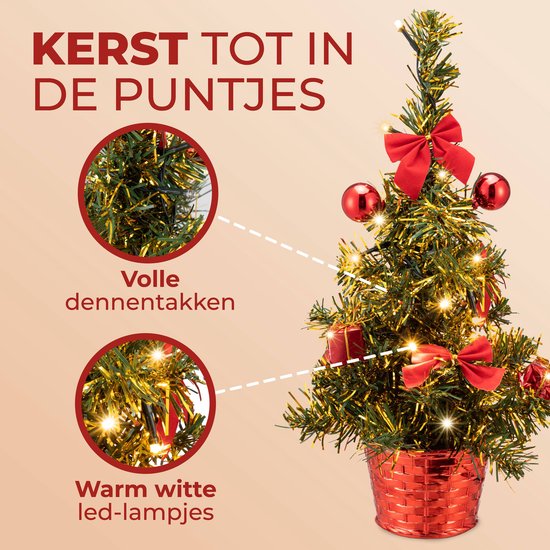 CASARIA Kunstkerstboom Mini - 36cm Leds-Kerstversiering USB - Pvc Groen