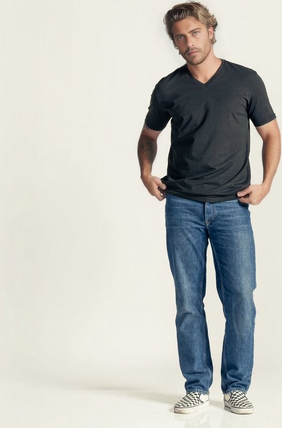 LEBASQ - Davis V-neck T-shirt 3-pack - Extra Lang - Heren - Zwart - Maat L
