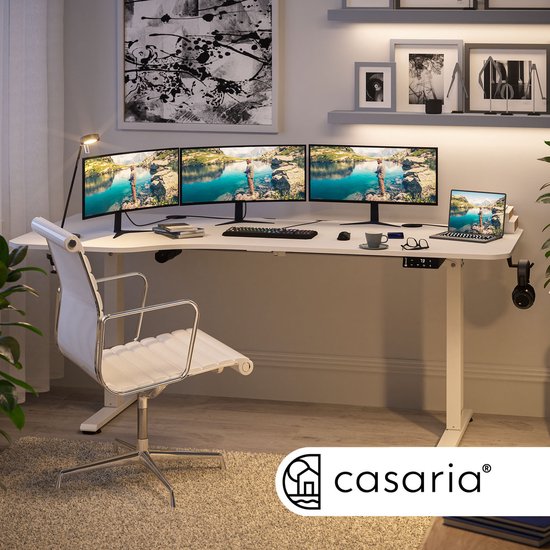 Casaria Zit Sta Bureau – Hoogte Verstelbaar Elektrisch - 160x75cm Wit
