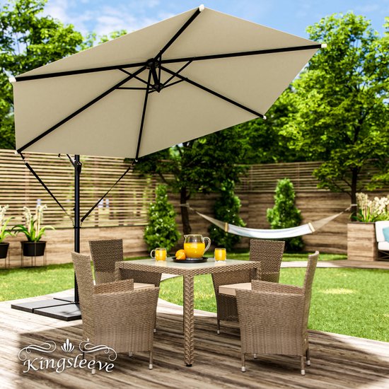 Zweefparasol Inklapbaar - Aluminium Ø330cm UV-bescherming 80+ - Beige