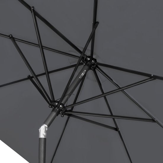 VONROC Premium Stokparasol Recanati Ø300cm – Incl. parasolvoet & beschermhoes - Ronde parasol - Kantelbaar – UV werend doek - Grijs
