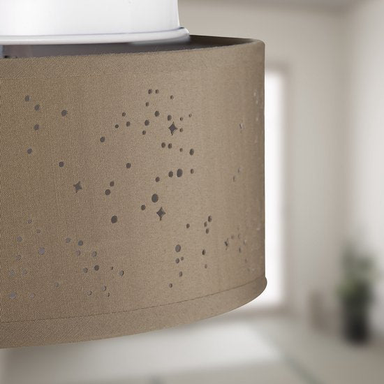 Monzana Plafondlamp - Sterrenhemel Rond 38cm 40 Watt Stof - Taupe