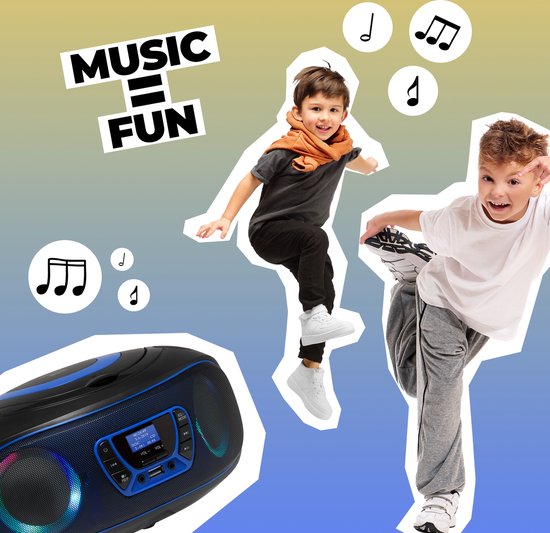 Denver Draagbare DAB Radio CD Speler Kinderen - Bluetooth - Lichteffecten - Boombox - AUX - FM - TDB212BLUE