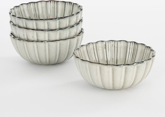 Mica Decorations Corfu Schaal – Keramiek – Grijs – H9 x Ø17 cm – 800 ml