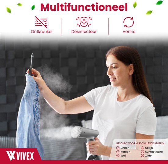 Vivex® Kledingstomer - Handstomer voor Kleding - Stoomapparaat - Gratis Opzetstuk + Extra Reservoir