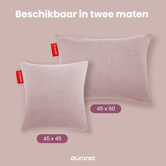 Auronic Warmtekussen - Gebreid - 45x45 CM - Draadloos Warmtekussen - Oplaadbaar - Elektrisch kussen - Infrarood - Roze
