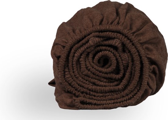 DoubleDry Hoeslaken Flanel 180x200 cm - 100% Zacht Katoen - Rondom Elastiek - Bruin