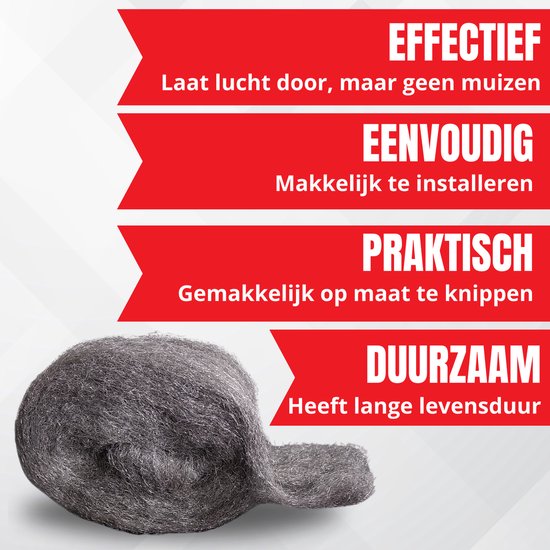 Staalwol Muizen Premium Muizen Staalwol - 3,5 Meter - 210 Gram - Muizengaas - Muizenverjager - Incl. Schaar