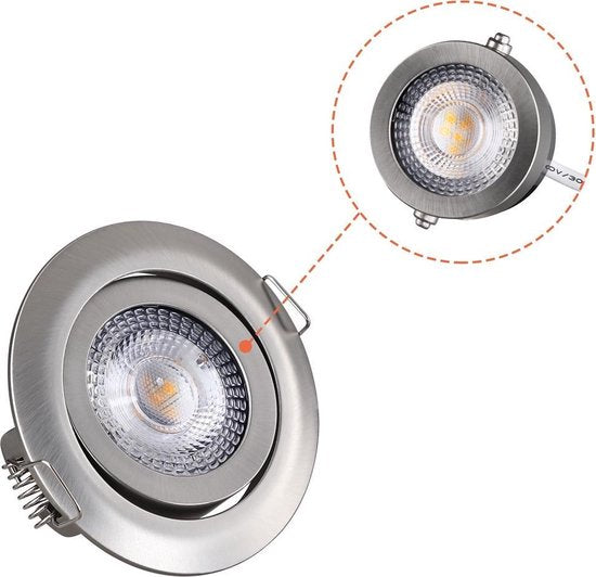 Monzana Spotjes Krog - 6 Stuks LED Dimbaar Draaibaar - Zilver