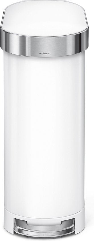 Simplehuman Afvalemmer - Slim - 45 L - RVS - Wit