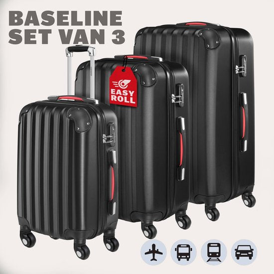 Monzana Hardcase Kofferset Baseline – 3 Stuks M/L/XL - Zwart