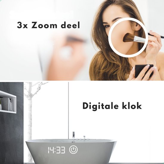 Mirlux Badkamerspiegel met LED Verlichting & Verwarming – Rechthoekige Wandspiegel – Anti Condens Douchespiegel - 160x80CM