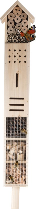 Lifetime Garden insectenhotel - hout - 160 x 14,5 x 10 cm - op paal