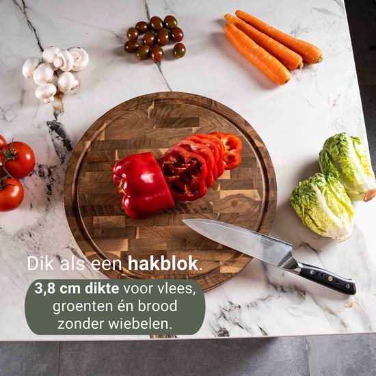 VDN Snijplank Acaciahout Rond - Diameter 30 cm - Bruin