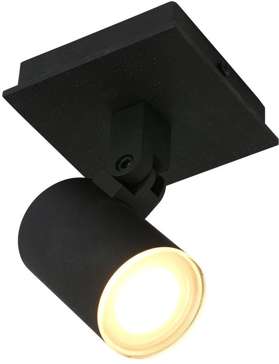 Plafondspot Steinhauer Points Noirs 3059ZW Zwart - Draaibaar en kantelbaar, gemaakt van metaal en kunststof, inclusief lichtbron, geschikt voor binnengebruik