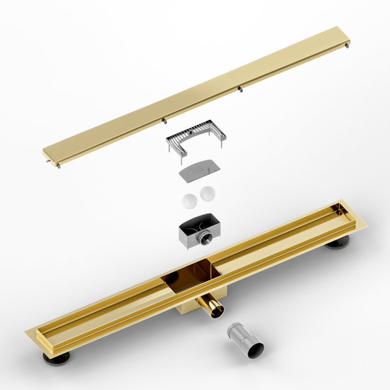 Douchegoot - 80cm - Goud - Tegelrooster - RVS - Met Flens