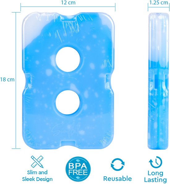 Koelelementen voor Koelbox en Koeltas - 4pack - Platte, Kleine en Mini Vrieselementen voor Reis, Picknick en Kamperen - Compacte Gel Koelelementen - Sunflake