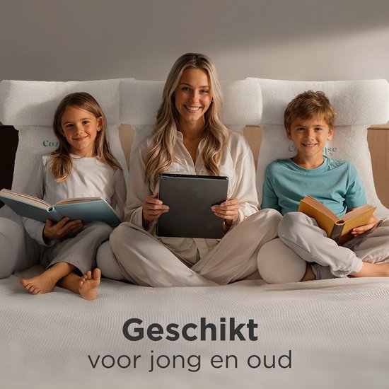 CozySense® Leeskussen voor in Bed - Ergonomisch Zitkussen - Boekkussen - Groot Relax Kussen - Verstelbare Vulling - Afneembare Hoes - CertiPUR® - Beige