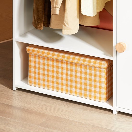 SoBuy Kinderkledingrek, Kledingkast met 2 Vakken en 1 Deur, Opbergoplossing voor Kinderkamer, Wit, 94x35x110 cm, KMB110-W