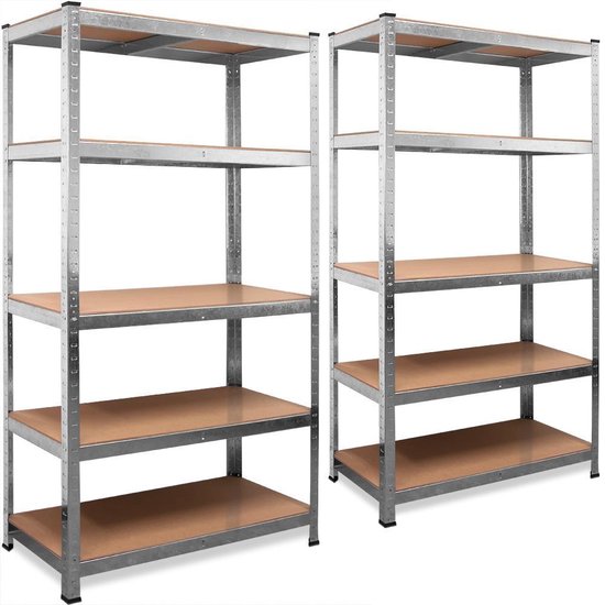 Monzana Stellingkast Set van 2 - 5 planken 175x75x30cm 350kg - Zilver