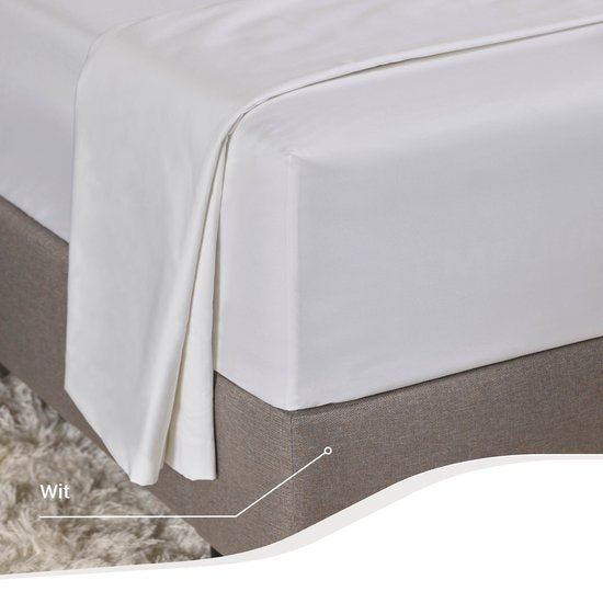 Home by TEMPUR - Topper Hoeslaken - 180 x 200 x 9 cm - Wit & Katoensatijn - Strijkvrij & Drogerbestendig - Luxe glans en zijdezacht slaapcomfort