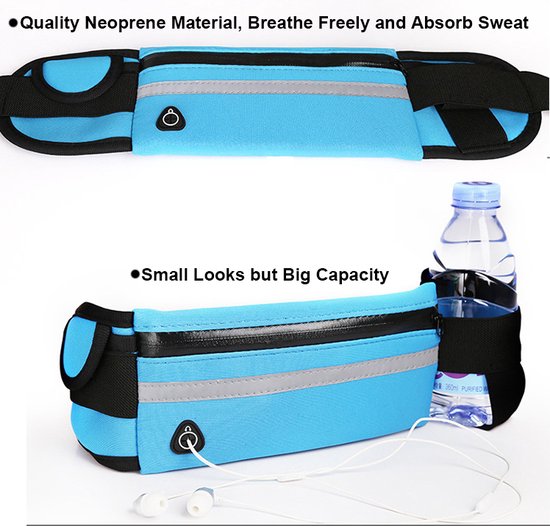 Garpex® Running Belt - Heuptas - Hardloop Telefoonhouder - Hardlooptasje - Heuptasje Dames en Heren - Hardlopen - One Size - Zwart