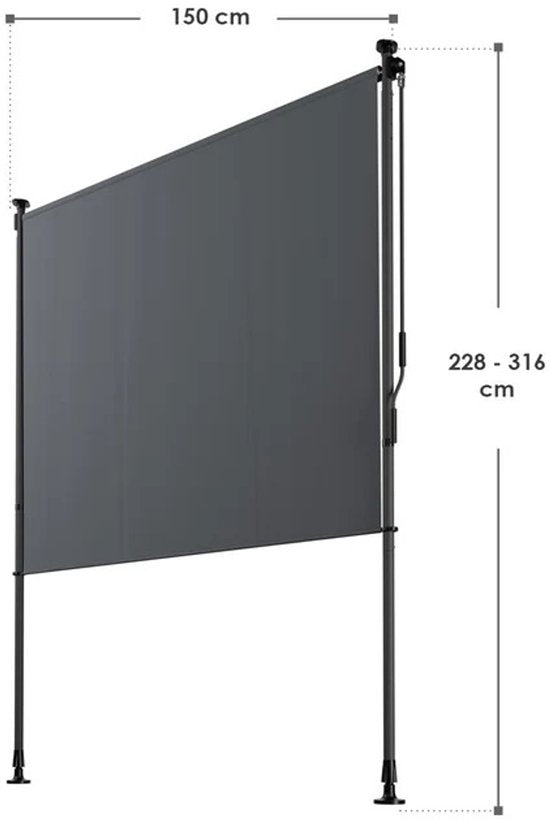 Verticale Zonnescherm Barbados - 150x310 cm - Grijs