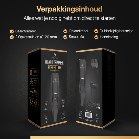 Wellshave Baardtrimmer Mannen Perfection - Trimmer voor mannen - Trimmer Baard en Lichaam - Haartrimmer mannen