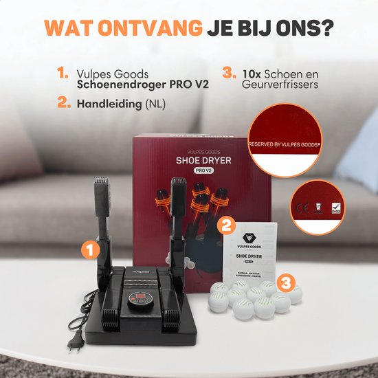 Vulpes Goods® Tech - Schoenendroger & Schoenverfrisser met Ozone - Ozone & Droogfunctie - Meerdere Droogfuncties - Incl. 10 Schoenverfrissers - PRO V2 versie