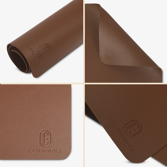 Castagnola Lederlook Placemats - Antislip Placemat van Kunstleer - Waterafstotende Onderlegger - Onderzetter - 6 Stuks - 45 x 30 cm - Bruin