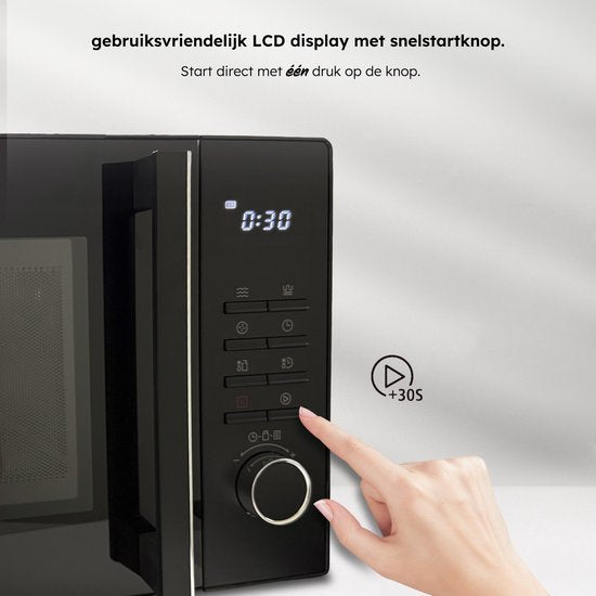 Combi Magnetron – 25L – Combimagnetron Vrijstaand – Grill en Hetelucht Functie – 10 kookprogramma's – Digitale Timer en Kinderslot – 900W – Zwart – Saaf